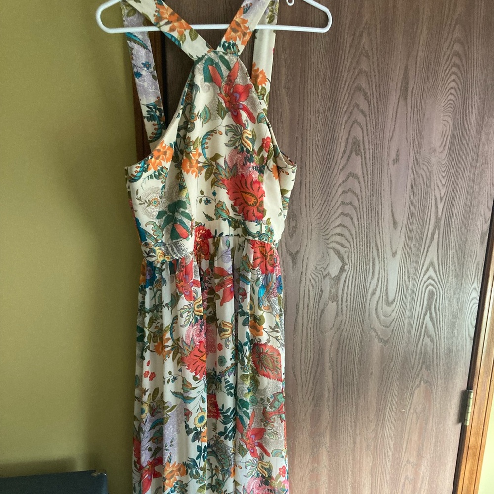 Lulu's Multicolor Halter Maxi Floral Dress